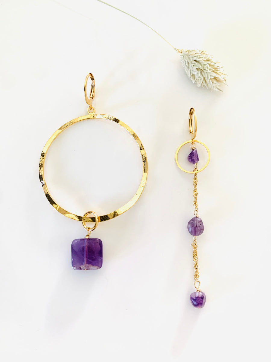 Boucles D'oreilles Dépareillées Créatives - Touche De Téléphone Rouge Et Verte - Métal - Dormeuses