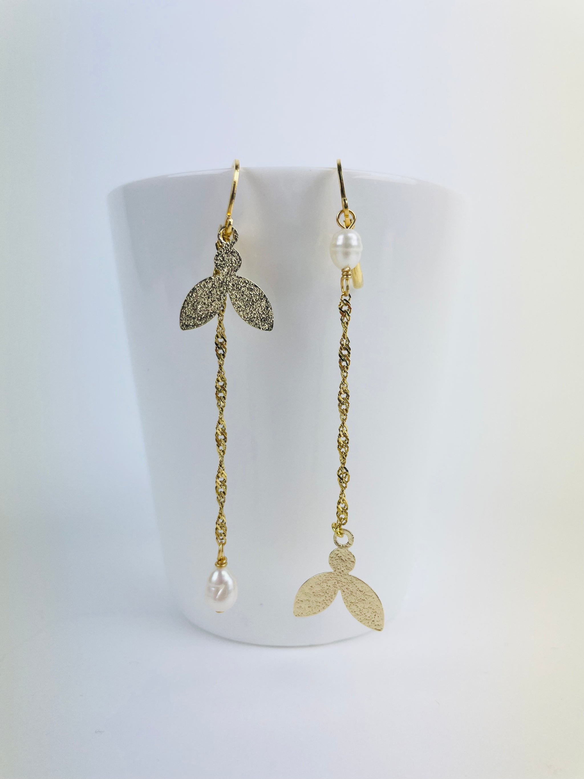OR19 - Boucle d'Orelle Seule, Or rose 14K et Verre, pour le style